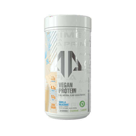 Alpha Prime Supplements Plant-Based Vegan Protein Powder with 22g of Protein, Vanilla Milkshake (2.04 lb, 25 Servings)