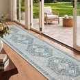 thumbnail image 2 of CYNERA Vintage Distressed Bohemian Runner Rug Gray 2'x10', Soft Machine Washable Foldable Non-Slip Carpet for Hallway Kitchen Entryway Living Room Bedroom, 2 of 8