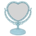 thumbnail image 1 of Miroir de Table Grossissant Double Face avec Rotation à 360 Degrés (Forme Cœur, Bleu), 1 of 8