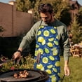 thumbnail image 4 of Yellow Lemon Fruit Slices Blue Pattern Apron-Garden Aprons for Women with Pockets-Cotton Linen Waterproof Kitchen Cooking Gardening Aprons Adjustable for Kitchen,Cooking,BBQ and Salon 33x27 Inch, 4 of 7