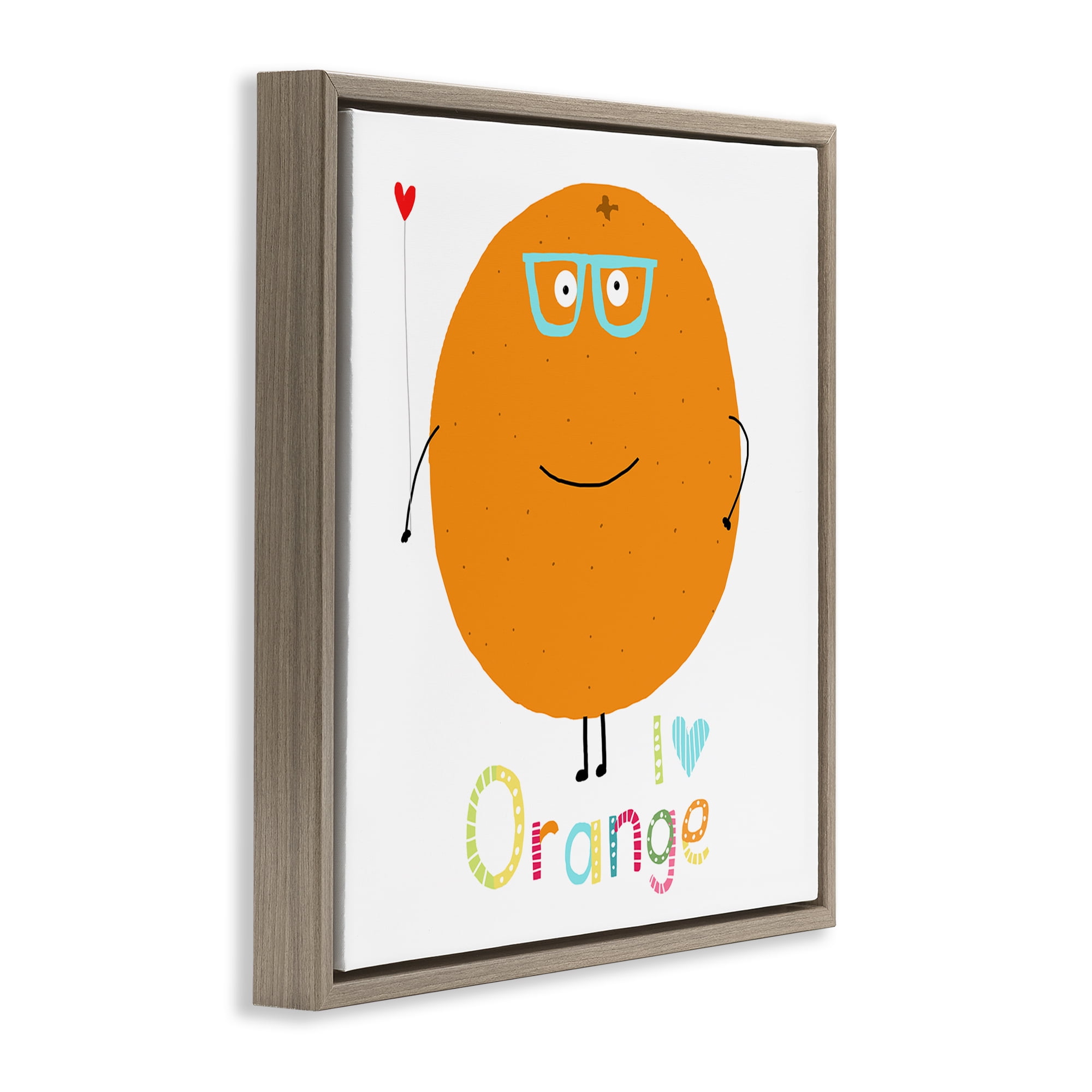 Stupell Industries Fun Smiling Orange Food & Beverage Painting Brown Floater Framed Canvas Art Print Wall Art, 18 x 18