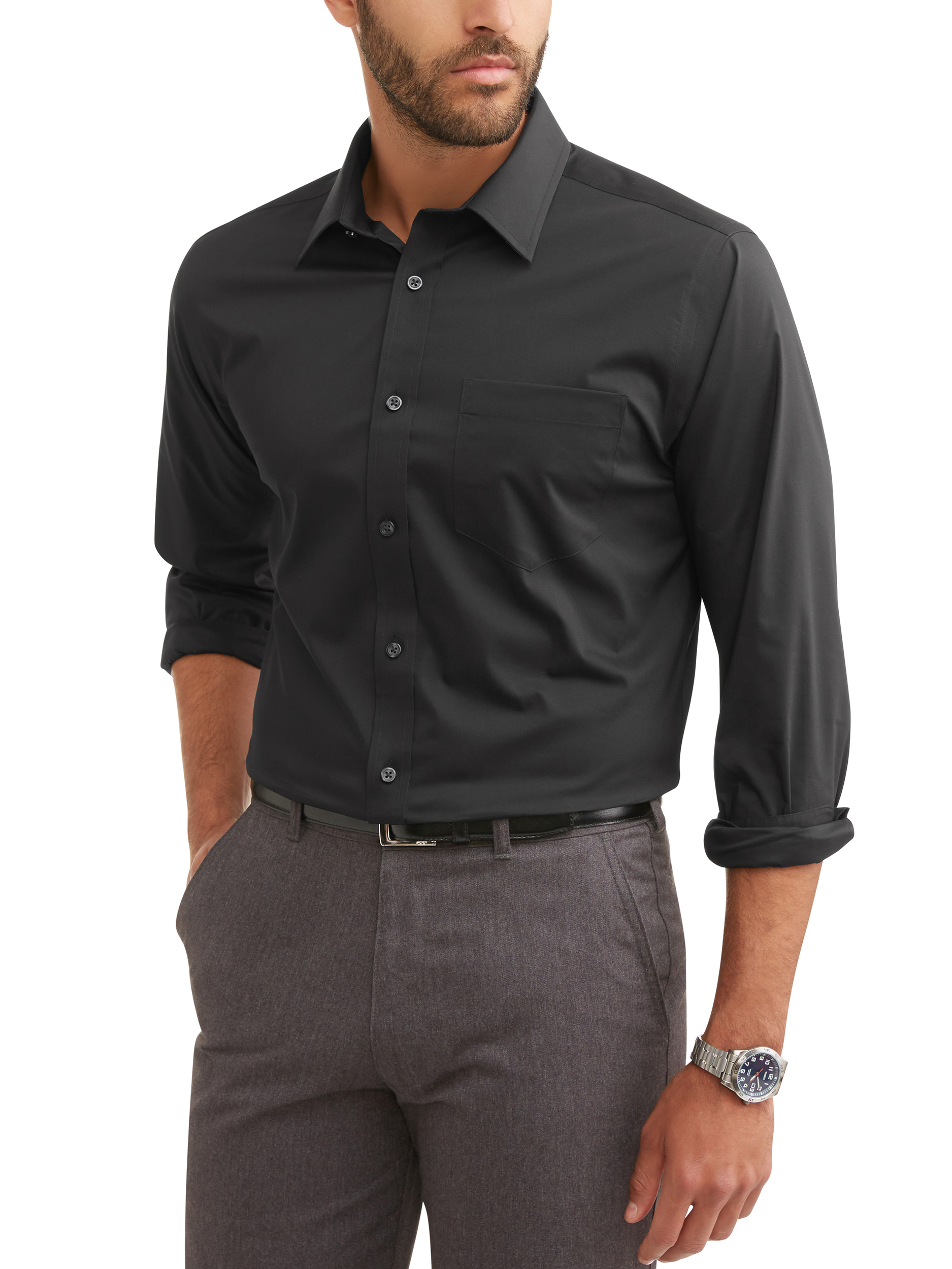 George Men's Long Sleeve Performance Slim Fit Dress Shirt, Up to 3XL - image 5 of 5