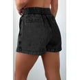 thumbnail image 2 of Women's Black Drawstring High Waist Pocketed Denim Shorts - Casual & Stylish, 10, 2 of 5
