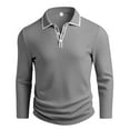 thumbnail image 4 of Men's Lapel Button Down Polo Shirts Long Sleeve Ribbed Knit T-Shirts Fashion Casual Golf Shirts, 4 of 6