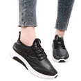thumbnail image 4 of Women Waterproof Leather Winter Sneakers Elastic No Tie Lace Up Warm Fleece Lined Lightweight Cushion Walking Shoes, 4 of 7