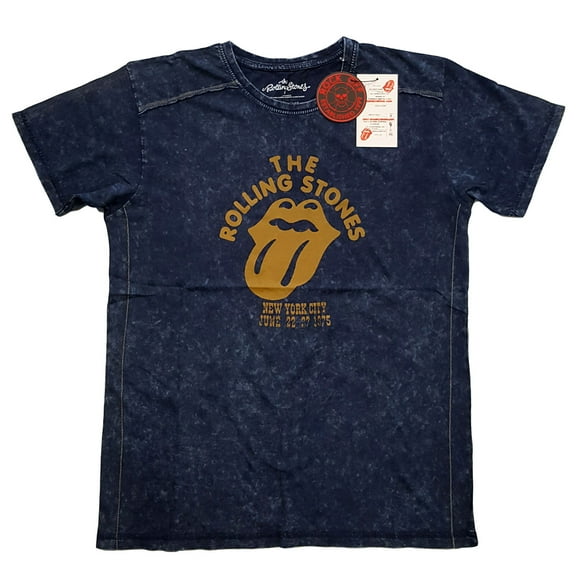 Men's Rolling Stones NYC '75 Snow Wash Tee Vintage T-shirt Small Navy