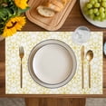 thumbnail image 4 of Yellow Flower Placemats Set of 4, Retro Tribal Art Abstract Monochrome Texture Placemats for Dining Table, Place Mats for Kitchen Tabletop, Waterproof Wipeable Dining Table Mats Set, 4 of 9