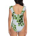 thumbnail image 6 of Yiaed Watercolor Green Leaves Print Women's Ruffled One Piece Swimsuit V Neck Swimwear Slimming Monokini for Woman-Medium, 6 of 8