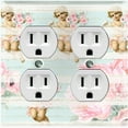 thumbnail image 1 of Metal Light Switch Plate Outlet Cover Romantic Valentine Floral Cupid Striped Blue AGL002, 1 of 13
