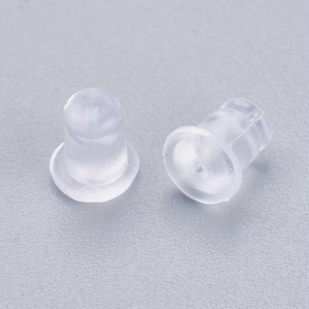 5bags Silicone Ear Nuts Earring Backs Clear 6x5mm Hole: 0.7mm about 500pcs/bag