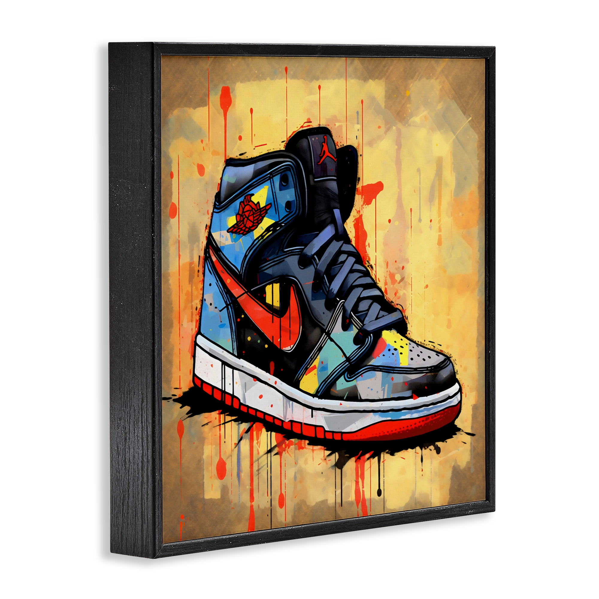 Stupell Industries Sporty Sneaker Drips Black Framed Giclee Art, design by Creative Studio