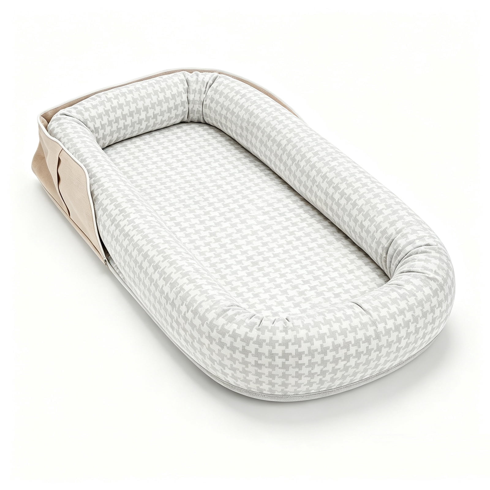 Loevin Baby Lounger for Newborn, Portable Breathable Infant Lounger for 0-12 Months Toddler, Adjustable Size Home Travel Dual-Purpose Baby Nest (Houndstooth)