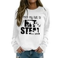 thumbnail image 2 of Gibobby Sudadera sin capucha y ocio Sudadera con capucha holgada de talla grande con estampado de manga larga y cuello redondo para mujer (Blanco, M), 2 of 4