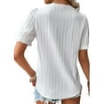 thumbnail image 4 of Enwejyy Womens Summer Hollow Out Solid Short Sleeve V-Neck Basic Blouse, 4 of 4