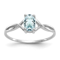 14k White Gold Aquamarine Birthstone Ring Fine Jewelry For Women Gifts For Her, Size 7