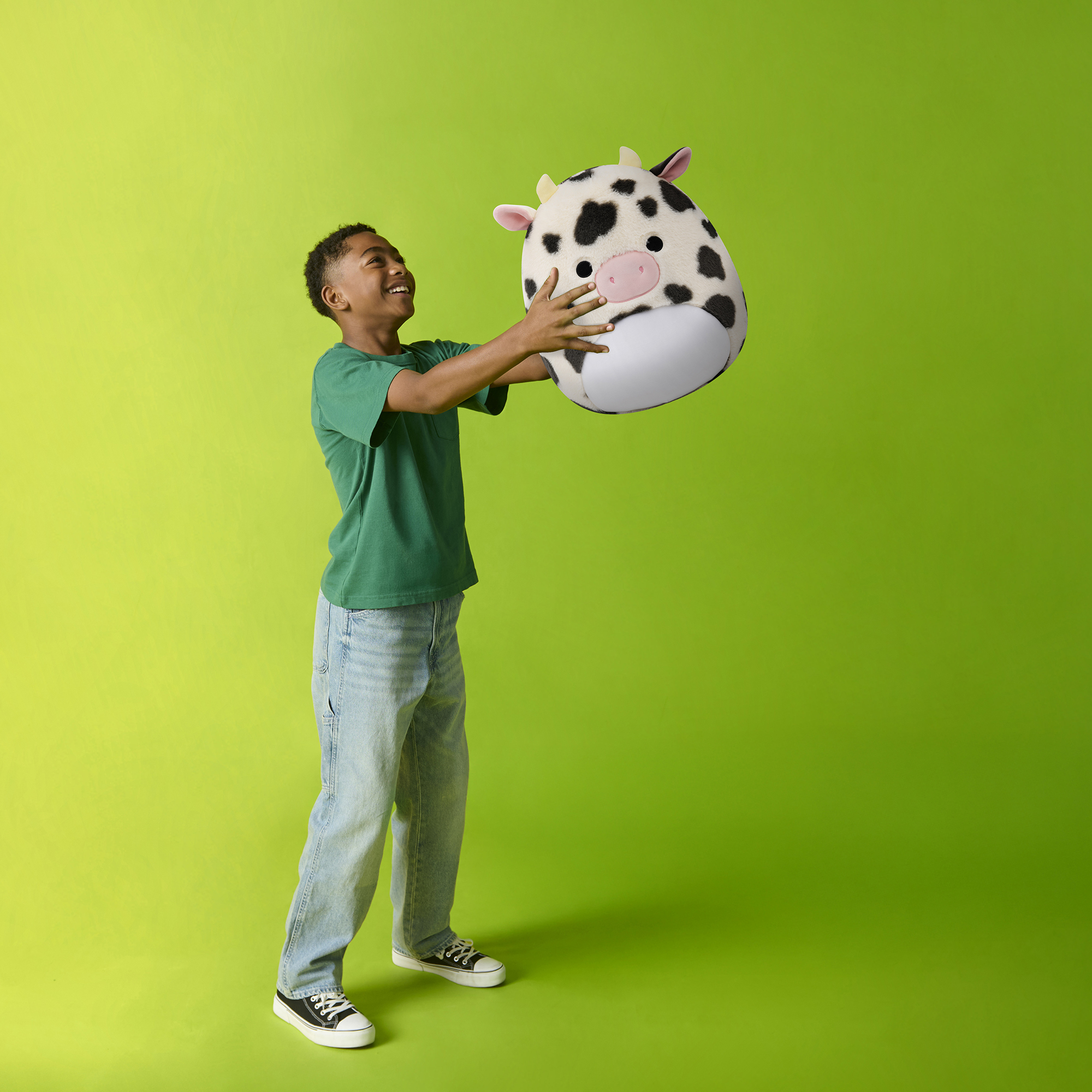 Squishmallows FuzzAMallow Official 16 inch Colin the Black And White Spotted Cow - Child's Ultra Soft Stuffed Plush Toy