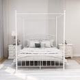 thumbnail image 2 of AUFANK Classic Queen Size Metal Canopy Bed Frame, Easy Assembly, White, 2 of 6