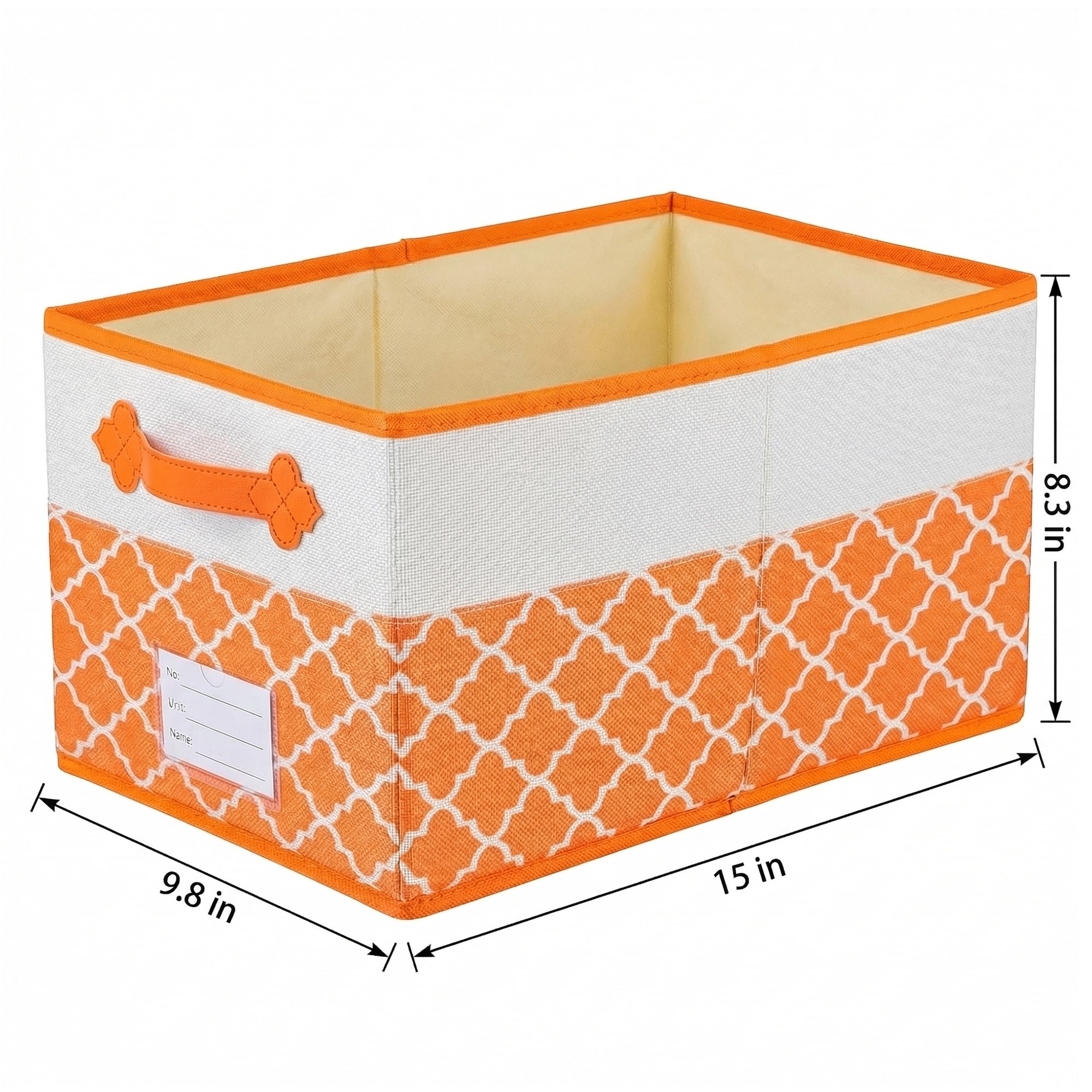 Unique Bargains Storage Basket with Handle for Organizing Objects Orange 15"x9.8"x8.3"