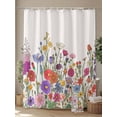 thumbnail image 4 of Fsddascl Colorful Flowers Shower Curtain Set - Standard 72" x 72" Washable Bathtub Curtain with 12 Hooks, Retro Botanical Wild Floral Herbs Waterproof Fabric Stall Shower Curtains for Bathroom, 4 of 6