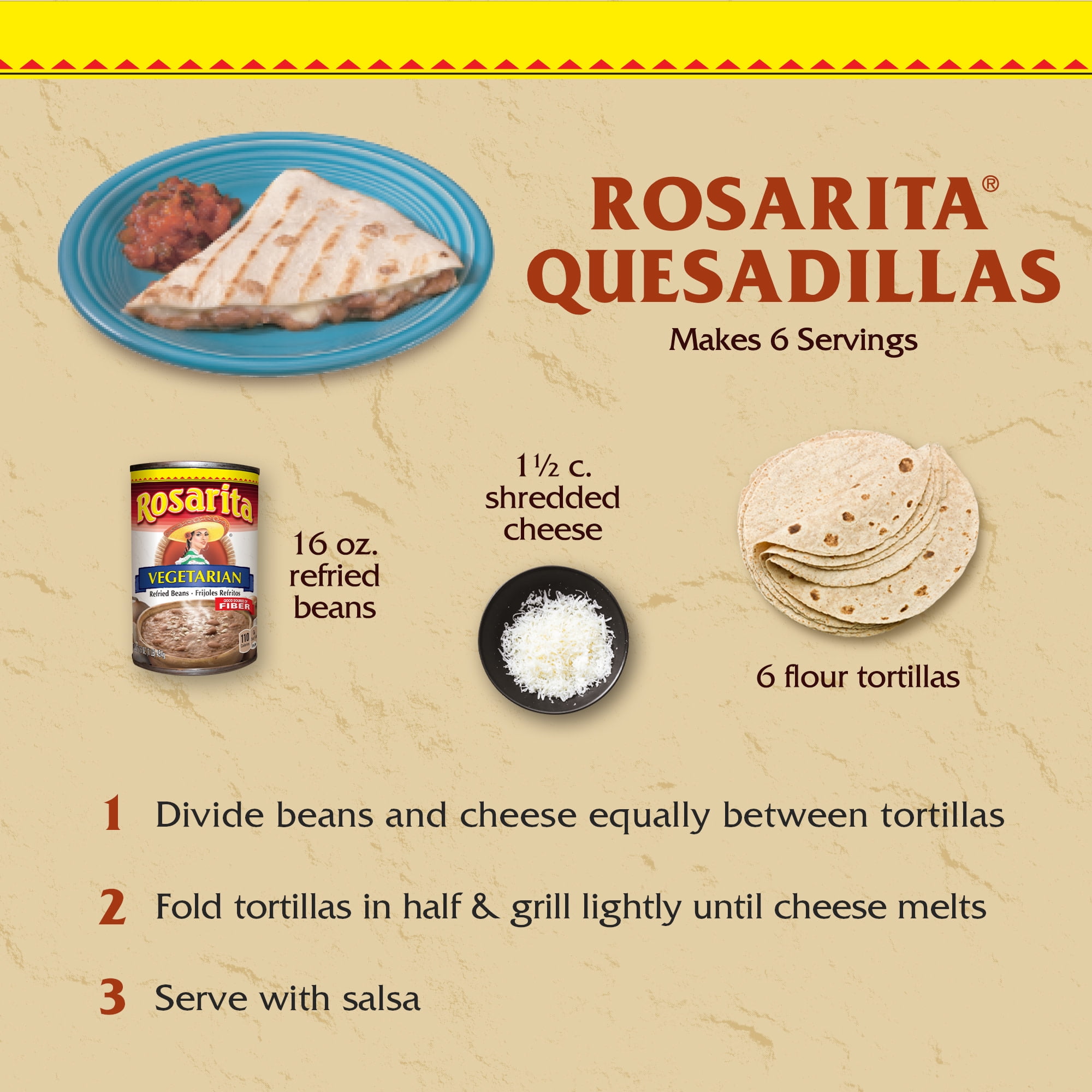 (12 pack) Rosarita Vegetarian Refried Beans, Canned Beans, 16 oz.