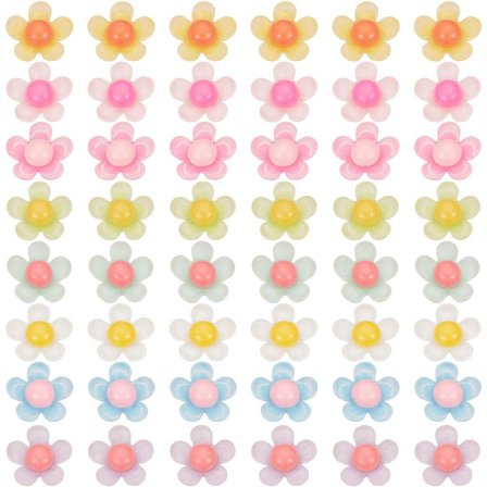 1 Box 64PCS Flower Resin Charms Cabochons Mini Cute Transparent Colorful Floral Flatback Cabochon Charm Bulk