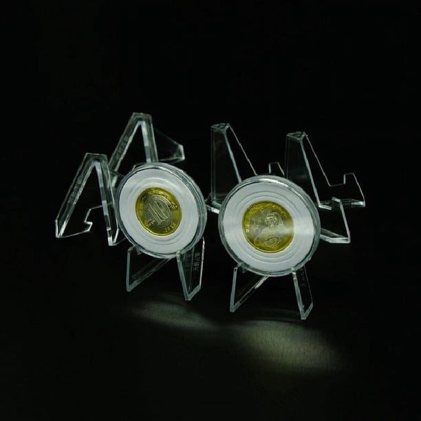 10 Pack Acrylic Coin Display Stands – Mini Clear Easel Holders For Collectibles & Medals