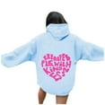 thumbnail image 4 of Charmgo Hoodies for Women Trendy, Women's Letter Graphic Print Long Sleeve Tops Drawstring Hoodies Crewneck Sweatshirt Casual Pullover Tops, Graphic Hoodies Light Blue L, 4 of 5