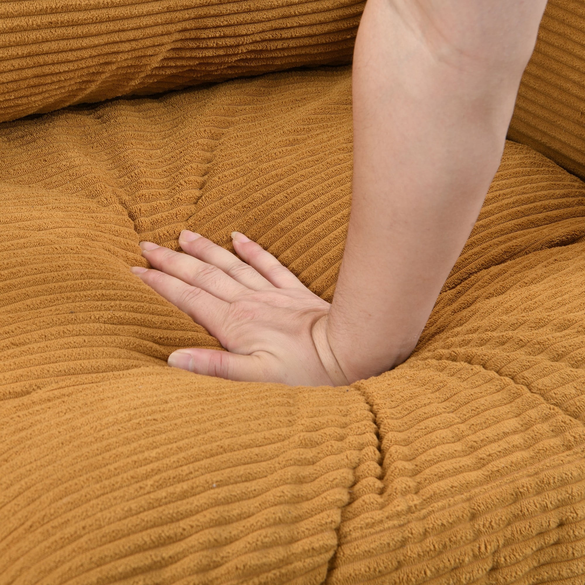 74" Modern Upholstered Sofa Couch,Comfy 3 Seater Sofa with 2 Pillows for Living Room Bedroom Apartment,Orange