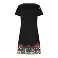 thumbnail image 5 of Ladies Summer Mexican T Shirt Dress Ethnic Print Short Sleeve Round Neck Casual Dresses Comfy Tunic Tshirt Dress, 5 of 5