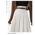 thumbnail image 4 of Women’s High-Waisted Pleated Midi Skirt with Belt, Elegant A-Line Flared Suit Skirt, Slimming Fashion Mid-Length Skirt for Office, Casual, and Daily Wear, 4 of 8