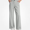 thumbnail image 2 of SGFCWSX Girls Pants, Classic Straight Leg School Uniform Trousers with Button Closure for Daily Wear Gray Size 7, 2 of 8