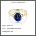 thumbnail image 5 of Gem Stone King 10K Two-Tone Gold Oval Created Sapphire and Diamond Halo Engagement Ring for Women (2.44 Cttw), 5 of 5