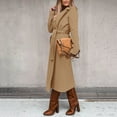 thumbnail image 2 of Juebong Women's Elegant Trench Jacket 2025 Wool Blend Pea Coat with Belt Notched Lapel Mid-Long Jackets Winter Warm Overcoat Khaki,M, 2 of 8