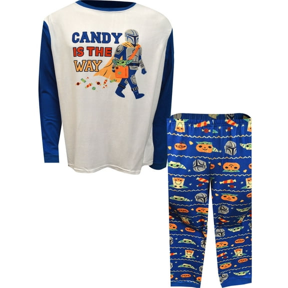 Briefly Stated Mens Star Wars Mandalorian and Grogu Halloween Candy is the Way Pajama (Medium)