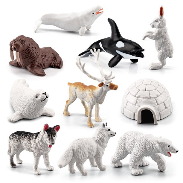 Cheers US 10Pcs Polar Animals Figurines Antarctic Animals Set Plastic