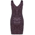 thumbnail image 4 of PrettyGuide Sleeveless Women's Vintage Sequin Dress V Neck Bodycon Mini Fit and Pencil Glitter Party Clubwear Purple, 4 of 5