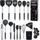 thumbnail image 1 of Juego de Utensilios de Cocina Silicona y Acero Inoxidable Accesorios para Cocinar (Negro - Plateado, Set 24 Pzas),Negro - Plateado, 1 of 7