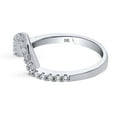 thumbnail image 3 of BERRICLE Sterling Silver Wishbone Wedding Rings Round Cut Cubic Zirconia CZ Curved Half Eternity Ring for Women, Rhodium Plated Size 4, 3 of 9