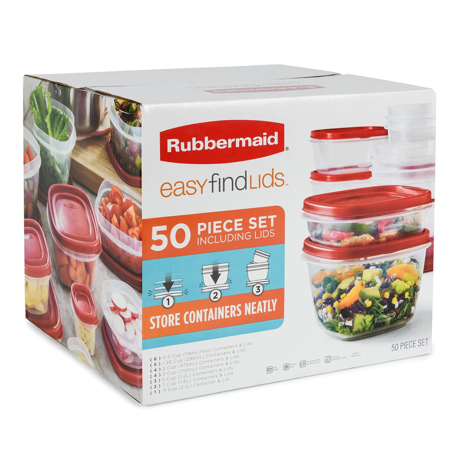 RUBBERMAID 2194151 EasyFindLids 36-Piece Food Storage Set