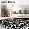 thumbnail image 2 of ODIKA 5'x7' Machine Washable Non-Slip Area Rug, Twisted Apparition Showcasing Grim Skull Faces and Shadowy Haunt High Traffic Rug, Black, 654856, 2 of 7
