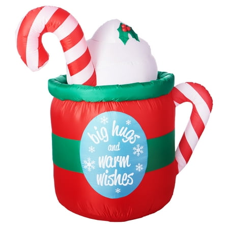 Holiday Time Inflatable Candy Cane Hot Cocoa Mug,