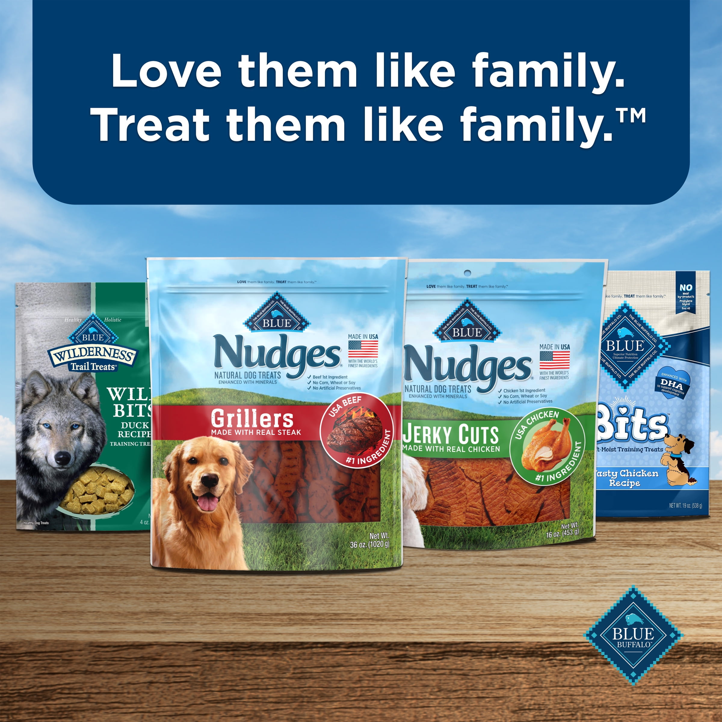 Blue Buffalo Nudges Grillers Natural Dog Treats, Steak 8-oz Bag