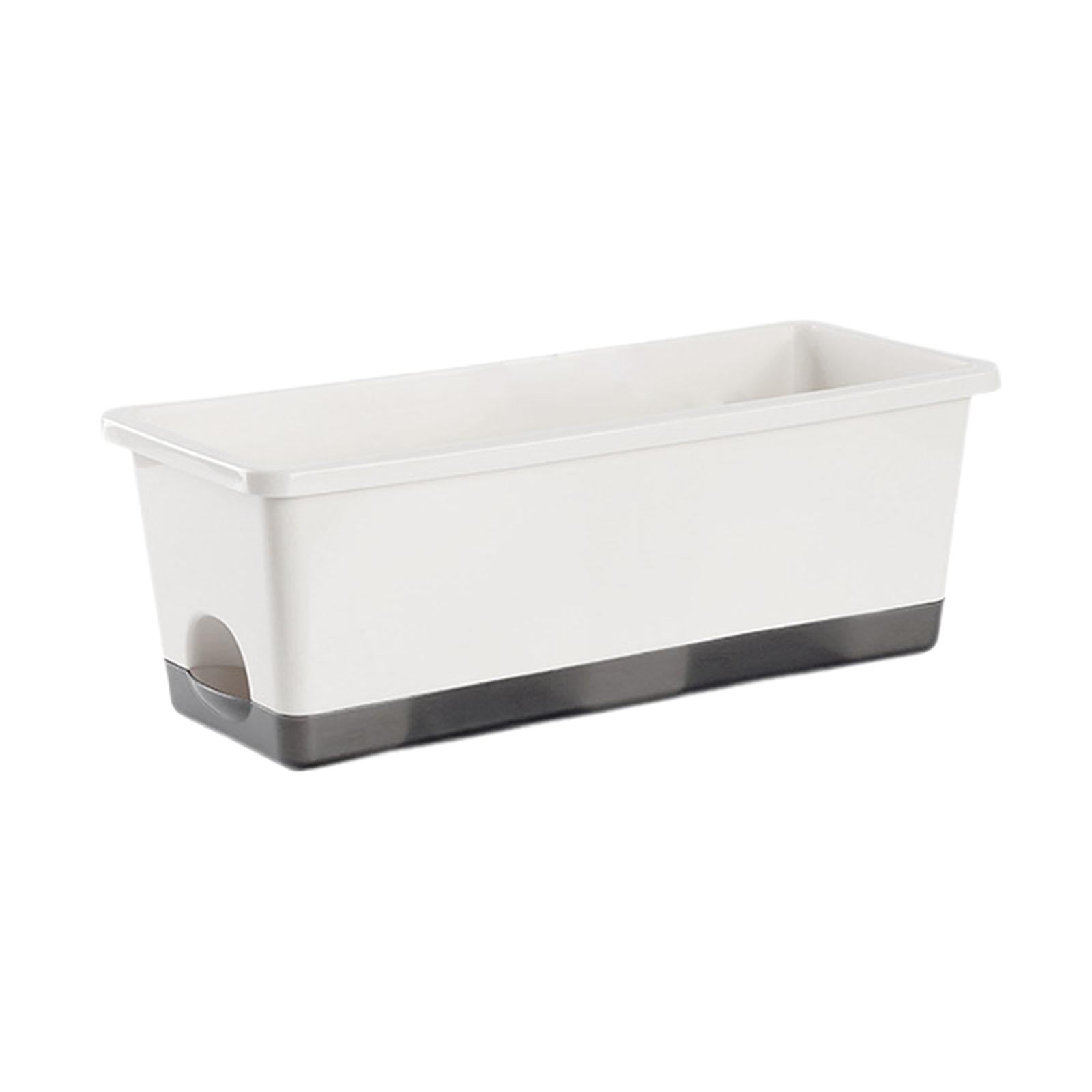 Colaxi Window Box Planter Windowsill Planter Organizer Balcony Planter Box Unique Plant Container Rectangular for Yard Porch Balcony White 1pc