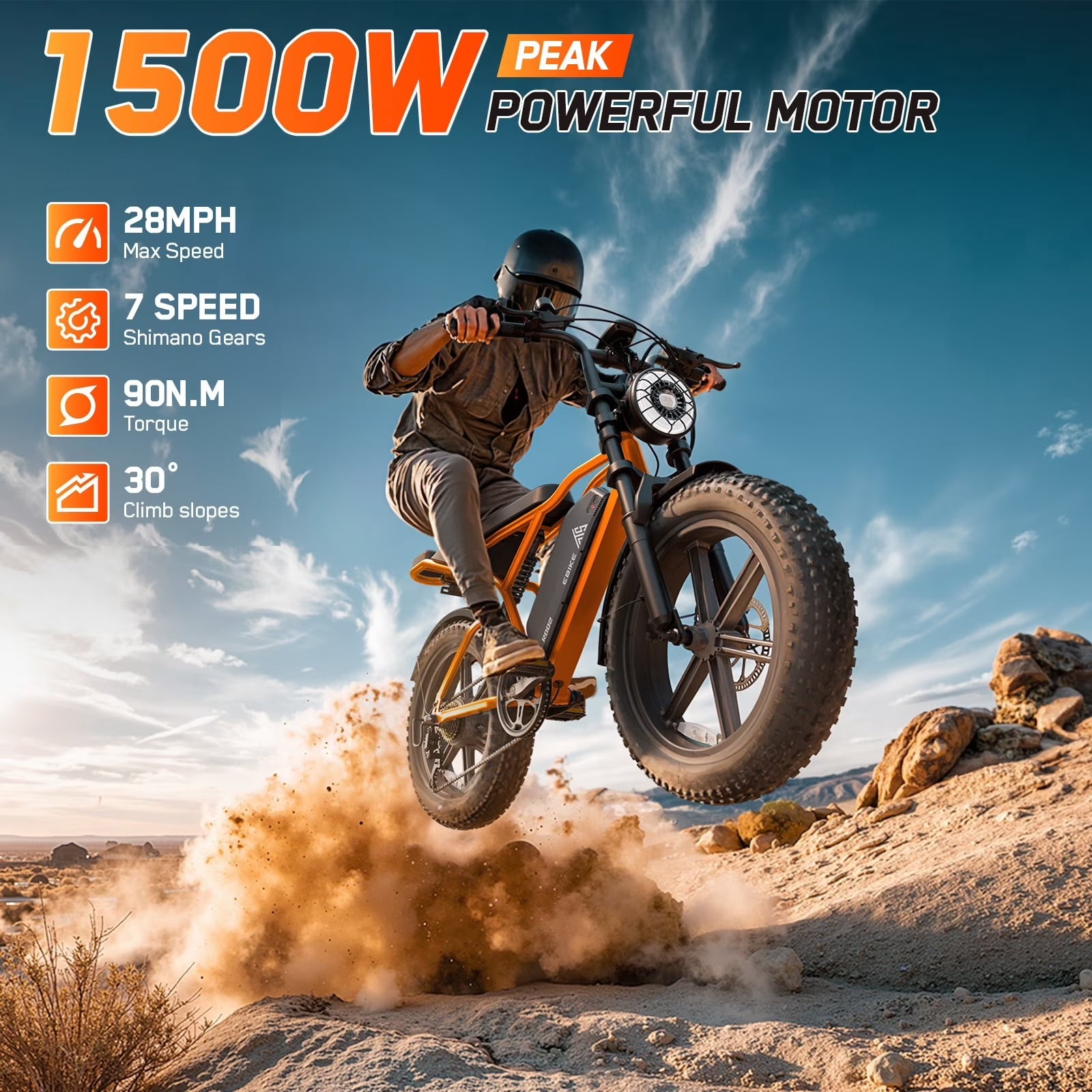 TST Electric Bike for Adults, 750W Motor, 20"x4" Fat Tire, E Mountain Bike, 48V/15AH UL2849