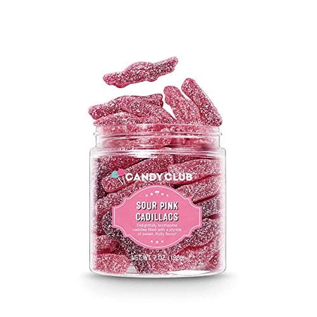 Candy Club Gourmet Sweet and Sour Pink Cadillacs  Gluten Free  Fun and Fruity Gummies for Gifts  Parties  Snacks  Candy Buffets  etc. - 7oz Jar
