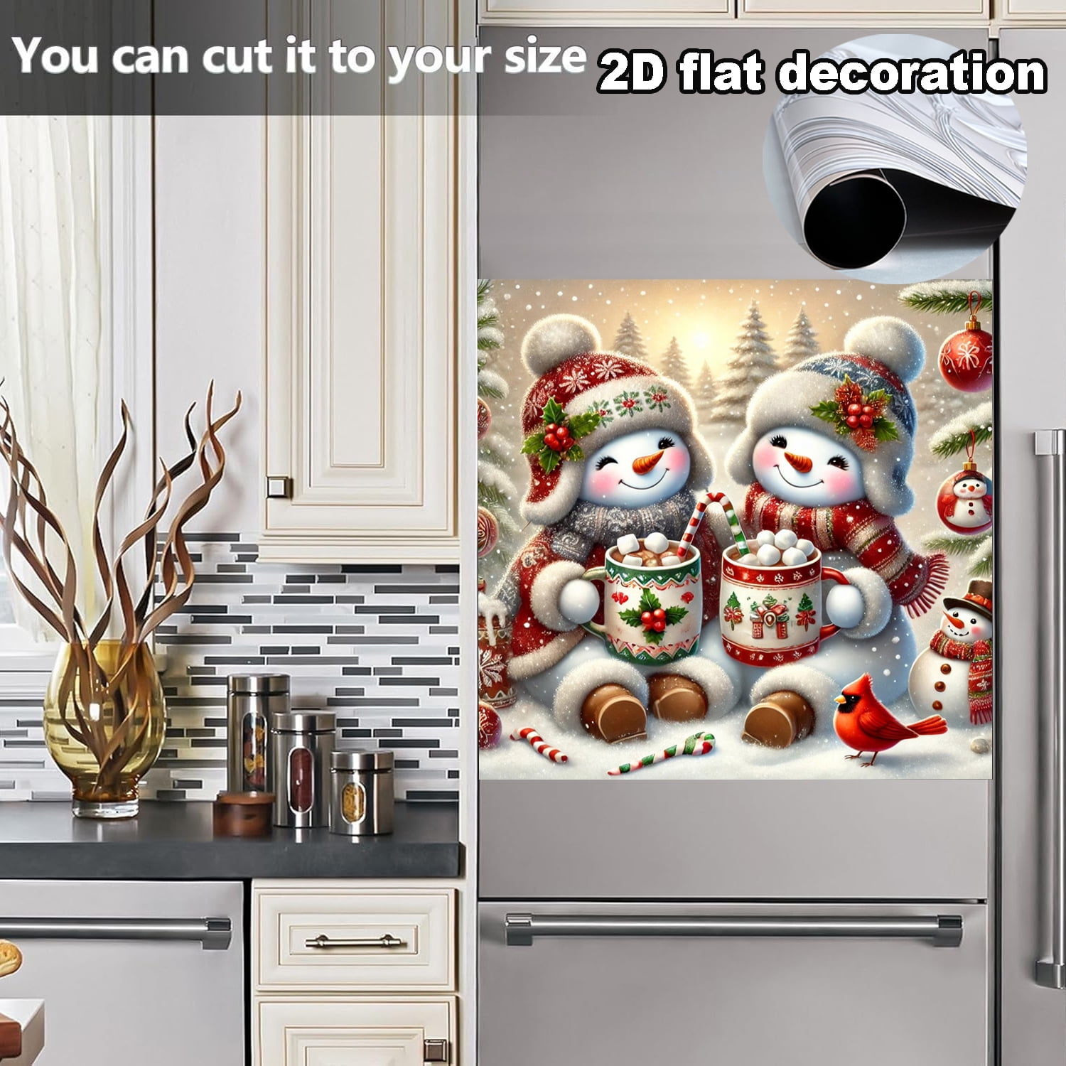 1pc Christmas Dishwasher Magnet Cover Snowman Front Dishwasher Cover Decoration Reusable Magnetic Door Cover Panel Decal Home Appliances Stickers 23 x 17 in