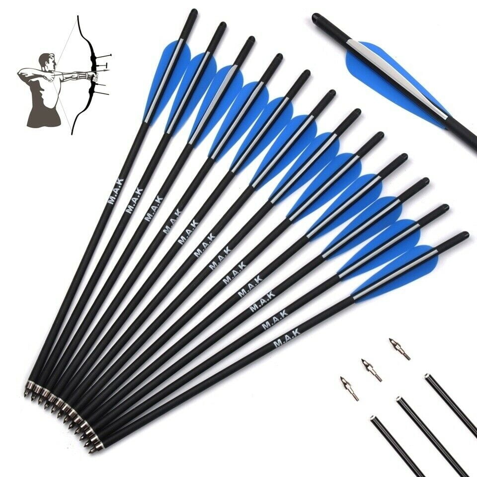 12pcs Broadheads Archery Target Outdoor Hunting Crossbow Bolts Carbon Arrows 