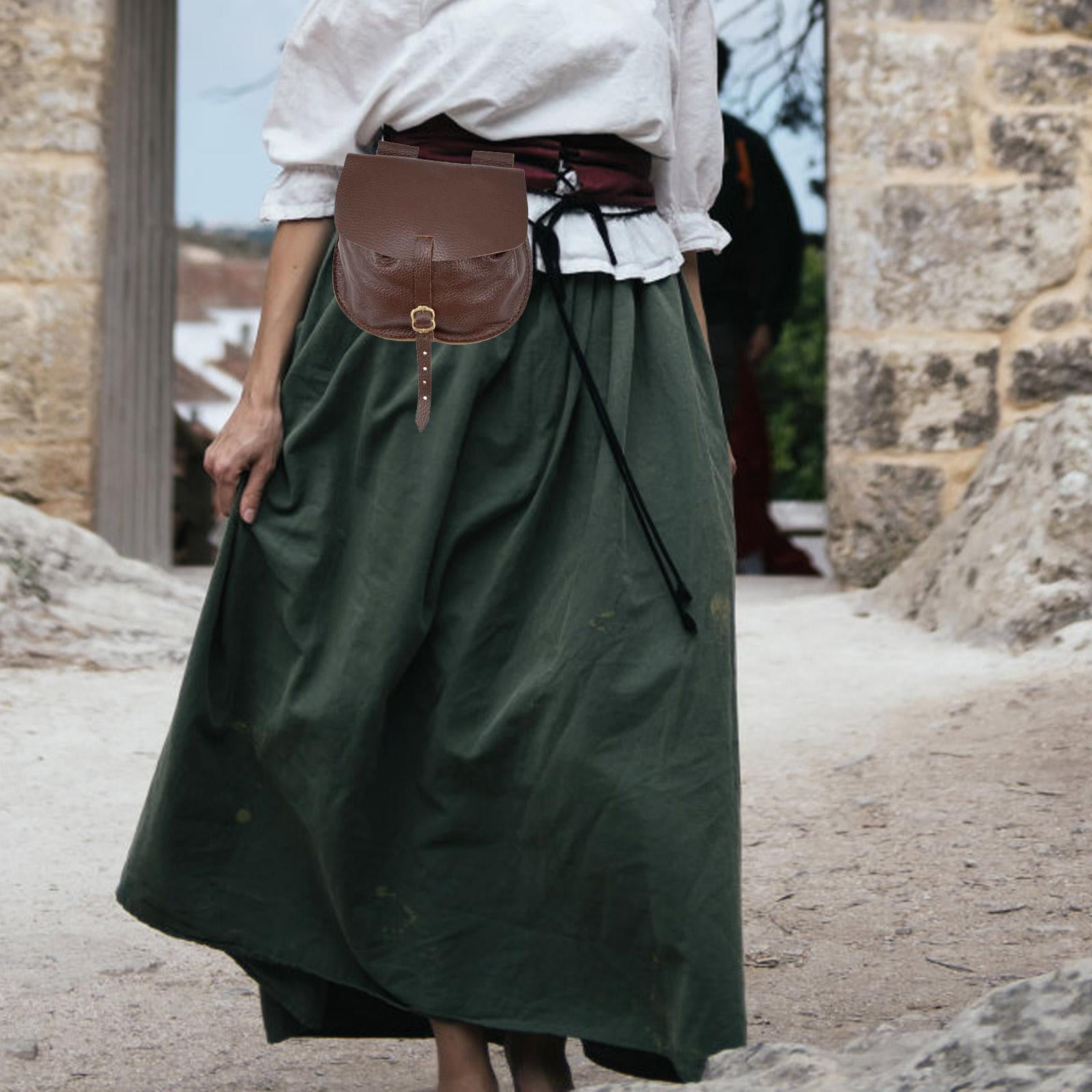 1pair Multicolor Medieval Pouch Bag With Belt Loop Retro Waist Bag