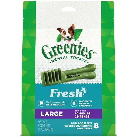 UPC: 0642863104749 | Greenies Large Natural Dog Dental Care Chews Oral Health Dog Treats Fresh Flavor  12 oz. Pack (8 Treats)