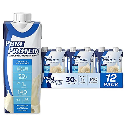 Photo 1 of exp date Pure Protein Vanilla Protein Shake 30g Complete Protein Ready to Drink and Keto-Friendly Vitamins A, C, D, and E plus Zinc to Support Immune Health 11oz Bottles 12 Pack